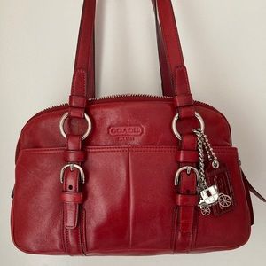 Red Coach Leather Satchel handbag